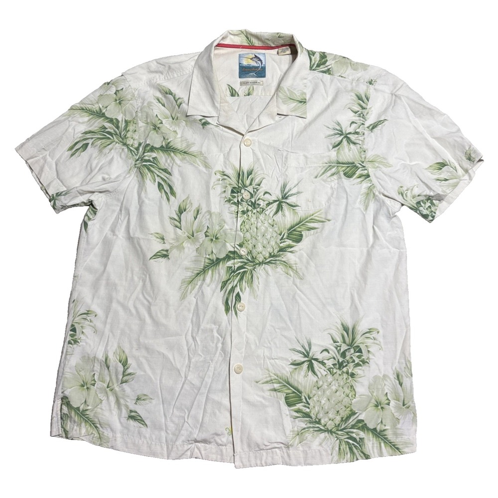 Tommy Bahama Hawaiian Silk Shirt Mens XL Short Sleeve Camp Collar Pineapple